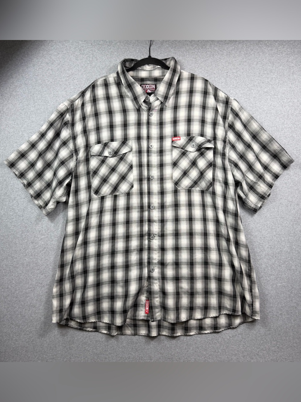 Dixxon Flannel Co. Hacienda Black White Plaid Short Sleeve Button Up Mens Sz 5X